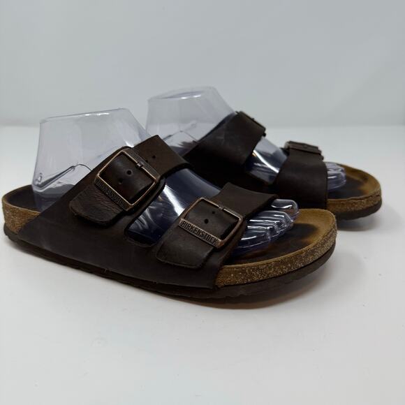 Birkenstock Arizona Sandals 41 (8-8.5 US) Mens Brown Leather Hippie Crunchy - Picture 6 of 12